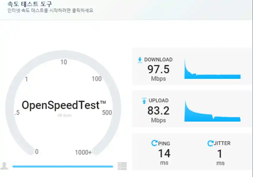 인터넷 속도 테스트 결과